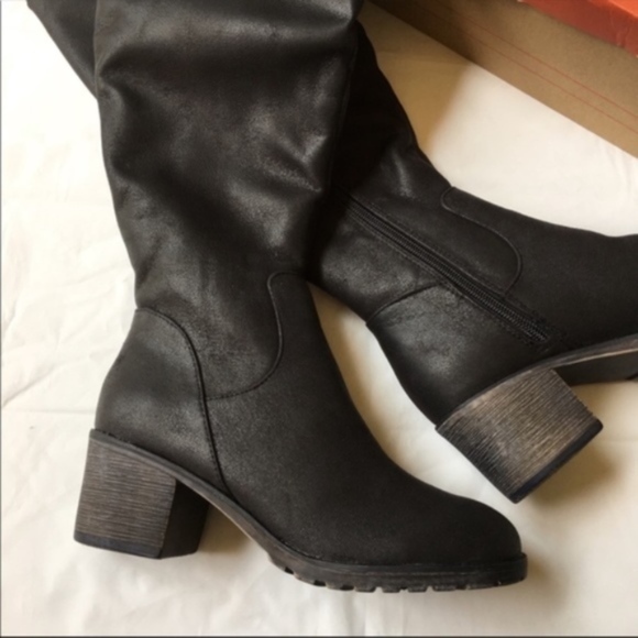 SO Sled Over The Knee Boots Black Faux Leather - Picture 5 of 8